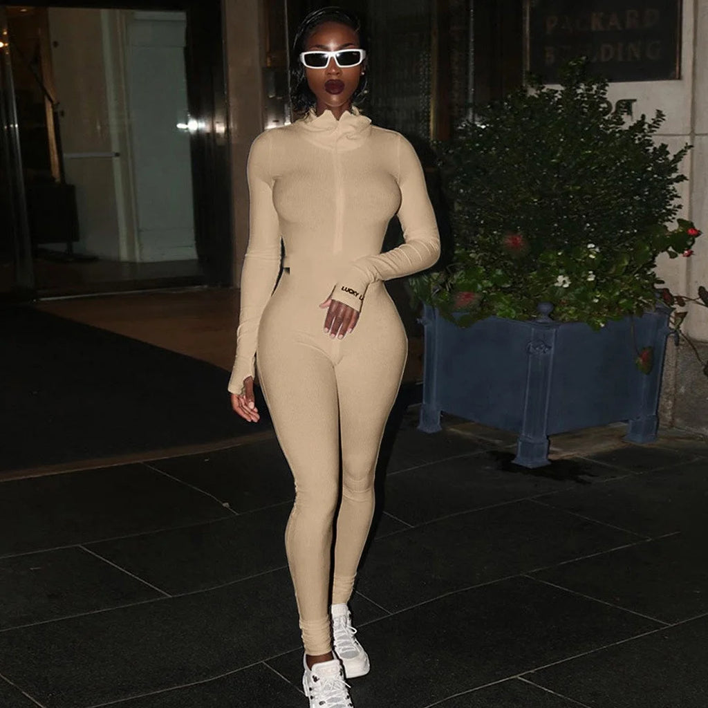 Women Jump Suit "Fashion Workout Active Wear Ribbed Rompers Womens Jumpsuit With Zipper"