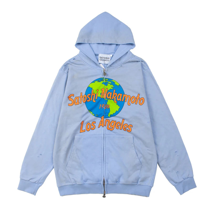 Men Hoodie Sweatshirt "SATOSHI NAKAMOTO Vintage With Wood"