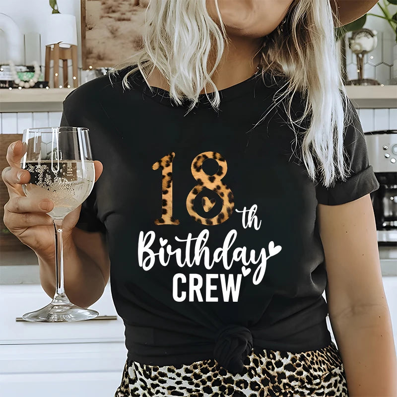 Chapter 18th Tshirt Female Tops Fashion Leopard Graphic Print Women T-Shirt Birthday Girls Party Tee Harajuku Short Sleeve Shirt