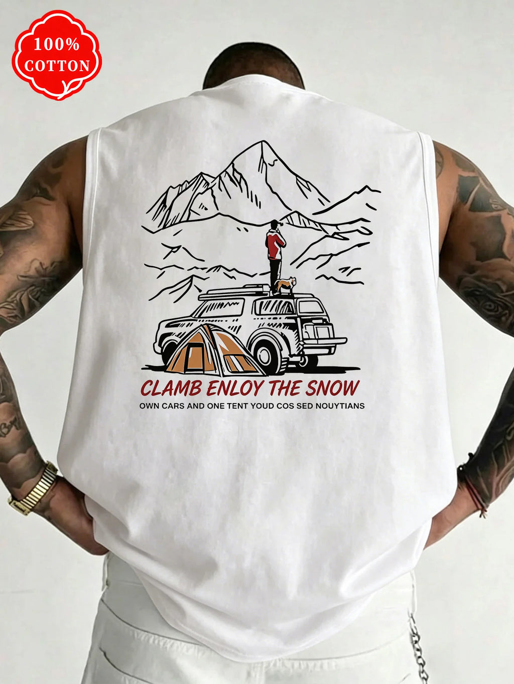 Men Tank Shirt "Mountain Camping Car Tent"