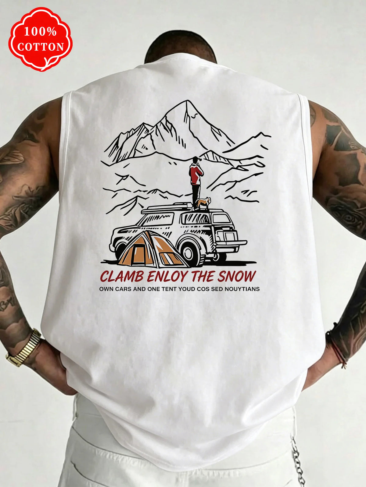 Men Tank Shirt "Mountain Camping Car Tent"