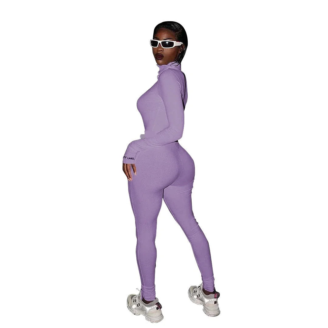 Women Jump Suit "Fashion Workout Active Wear Ribbed Rompers Womens Jumpsuit With Zipper"