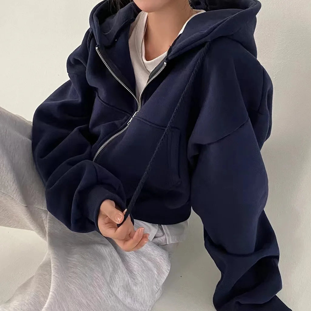 Women Sweaters & Hoodies "Autumn Winter Hooded Hoodies Women Casual Streetwear Zip Up Sweatshirts"