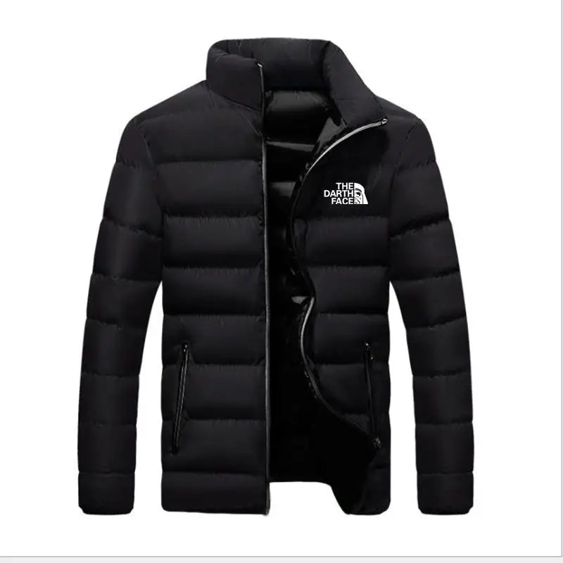 Men Parkas "winter coat solid color stand up collar zipper windproof"