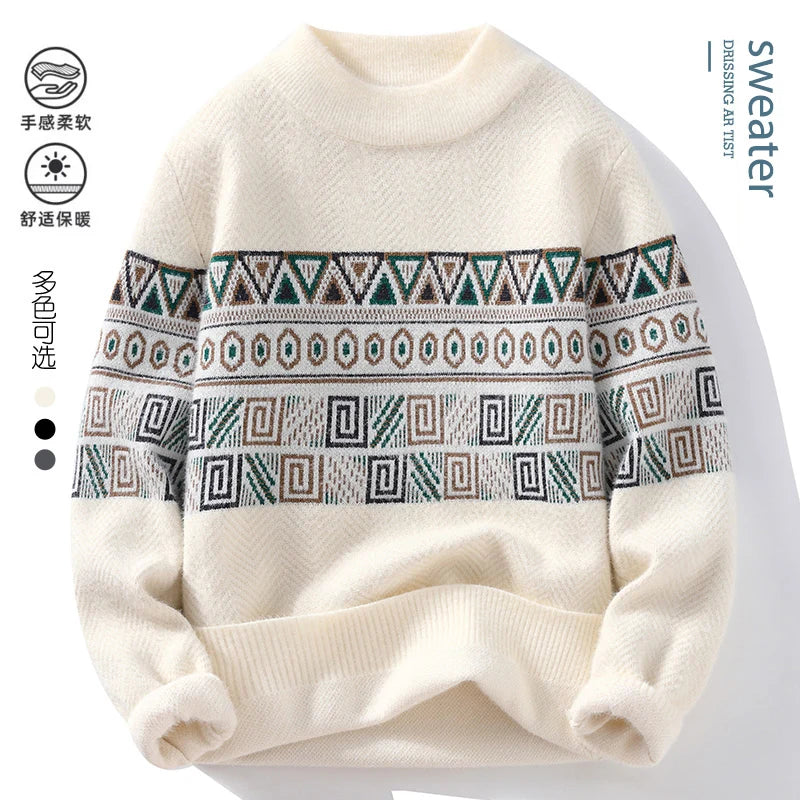 Men Sweater "Fashion stripe pattern Sweaters 2024 Autumn/Winter Loose Knittwear"