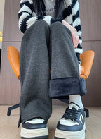 Women Trouser "Thickened Woolen Straight Leg Pants Women's High Waist Wide Leg Narrow Version Winter Autumn Fleece Lined Trousers Casual Pants"