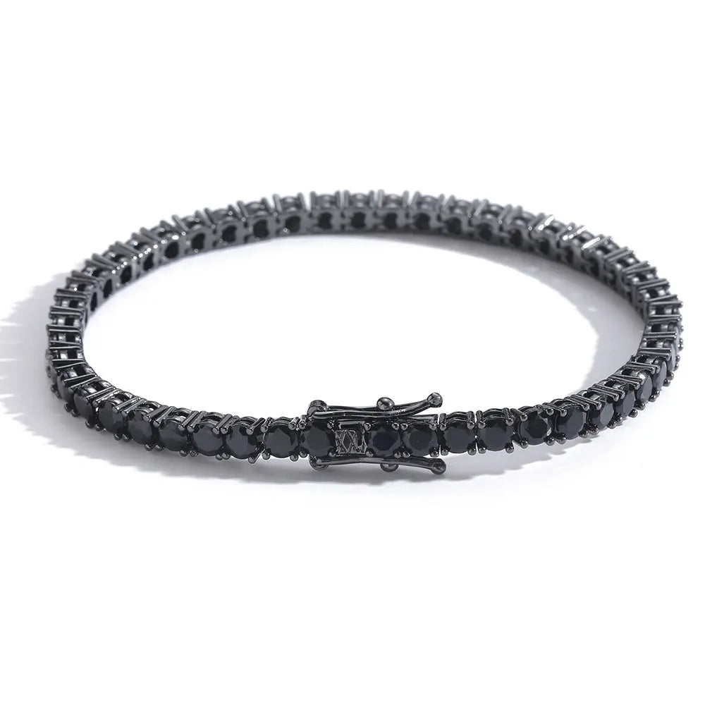 Unisex Jewelry & Accessories "Black CZ Tennis Chain Bracelet Hip Hop Black Ice Plated Tennis Bracelet Men and Women"