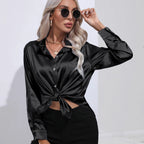 Women Blouse & Shirt "Autumn Casual Women's Blouses Elegant Satin Multicolor Basic Slim Shirt"