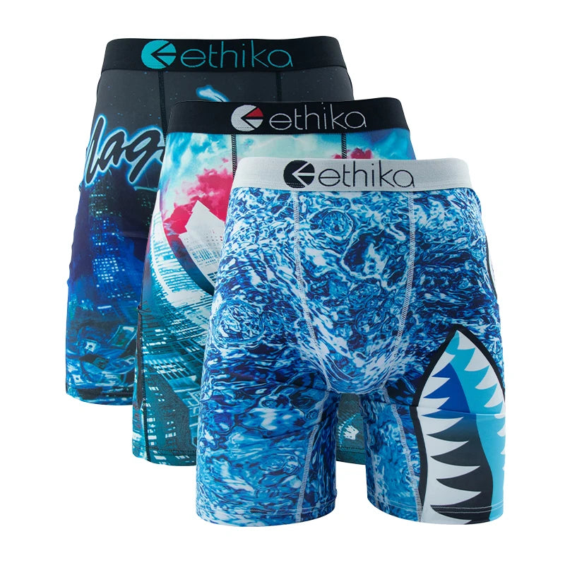 Men Long Underwear - ETHIKA Men Boxers Breathable / 3pcs