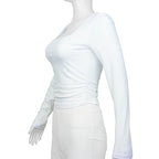 Women T-Shirt & Polo ""Square-Cut Collar T-shirt Slim Long Sleeve Tops Sexy"