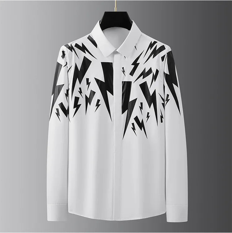 Men's shirt fake two-piece British style shirt slim fit business casual long-sleeved shirt social gathering uniform fashion 2024