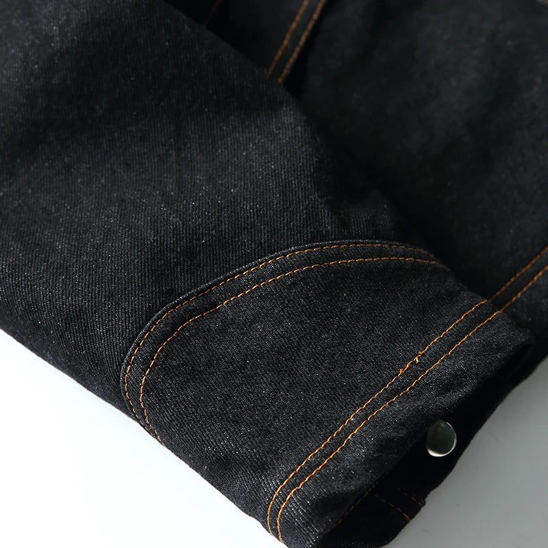 Men Denim Top"American Vintage Denim Jacket Men Stand Collar Cotton"