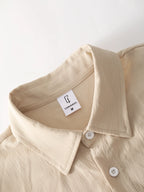 MenMatching Set "Textured Outfits, Beige Lapel Shirt & Drawstring Pants Set"