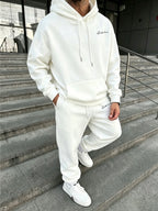 Men Matching Set "Premium Men's 2 Piece Hoodie Tracksuit, Exquisite Cursive Handwritten Signature"
