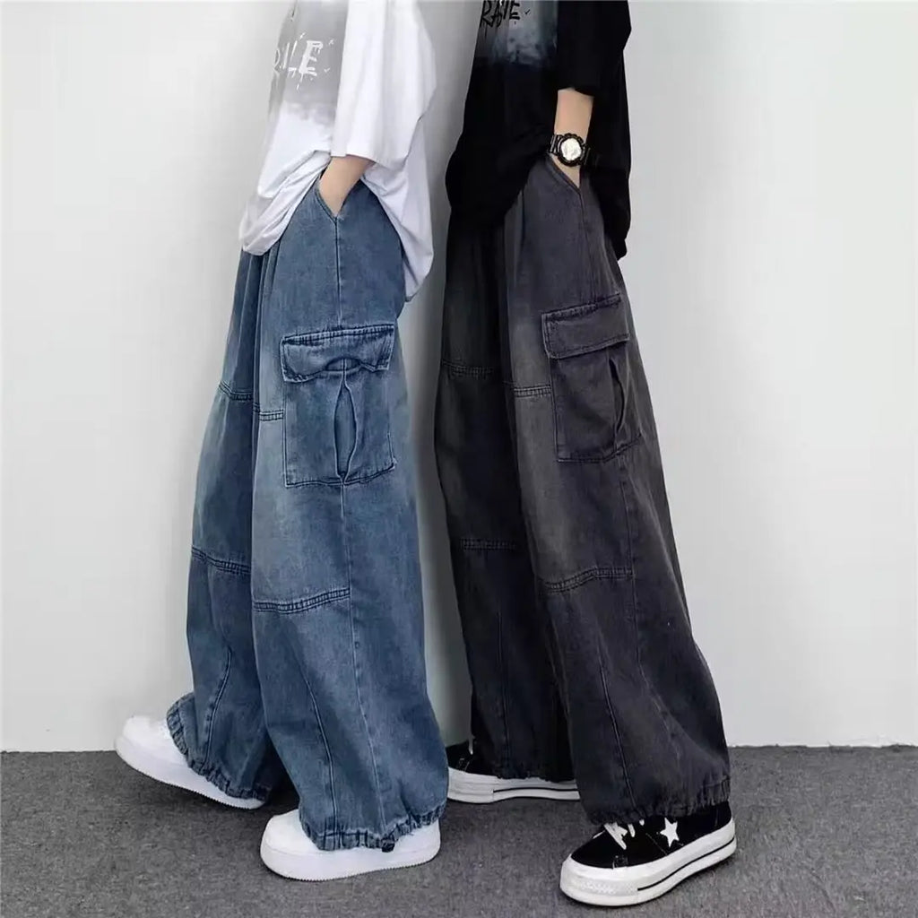 Men Cargo Pants "Vintage Wide-Leg Large Pocket Cargo"