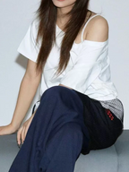 Women T-shirts & Polo "Off Shoulder Solid Short Sleeve Summer Chic Loose Casual Daily Simple Sexy"