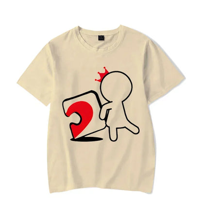 CartoongirlboyheartshapedpuzzleprintcoupleTshirt shortsleeved loose king queenTshirt fashionable trendcouplehirt women's T-shirt