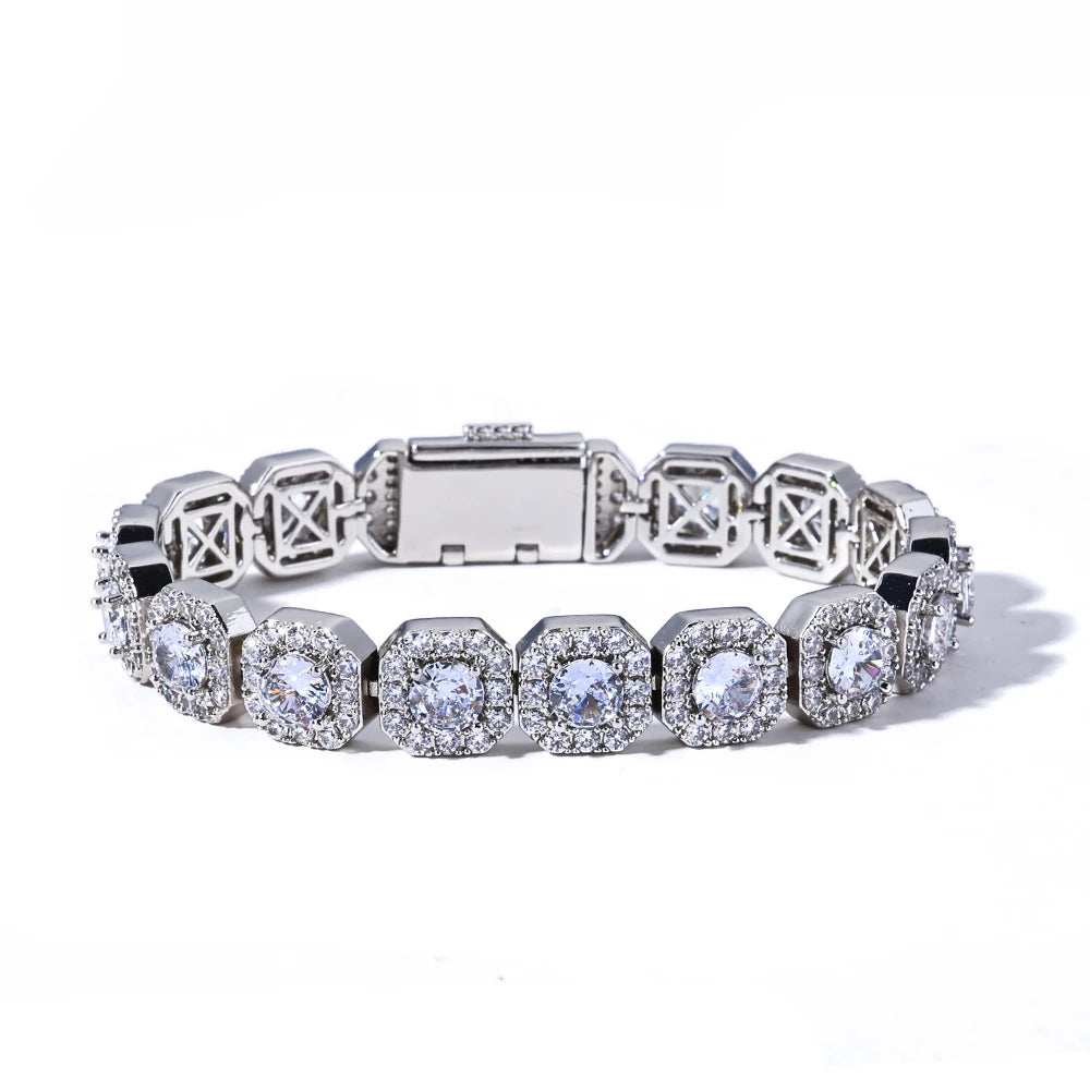 Unisex Jewelry & Accessories "Valentine Day Cluster Tennis Bracelet Hip Hop Jewelry Sparkle 5A CZ Diamond"