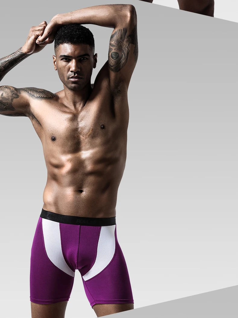 Men Long Performance Mesh Long-Leg Boxer Briefs / 3pcs