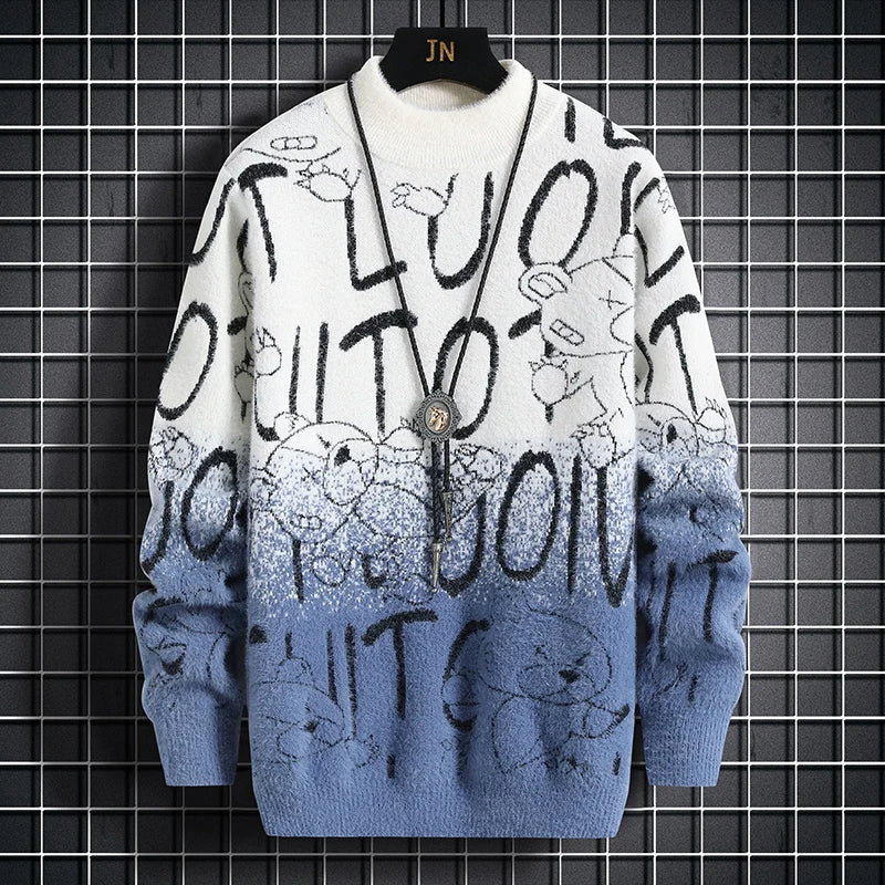 Men Sweater "Harajuku Sweater Men's Y2K Knitted Letter Printing Sweater"