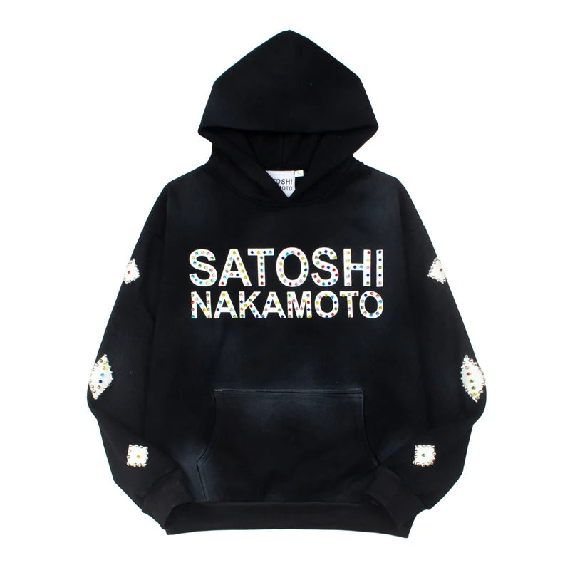 Men Hoodie Sweatshirt "SATOSHI NAKAMOTO Vintage With Wood"