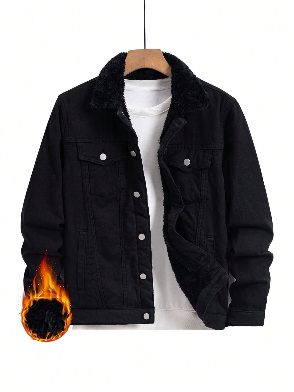 Men Denim Top"Men's – Turn-Down Collar Sherpa Lined Workwear Coat, Thick Warm Winter Outerwear"