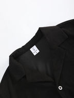 Men Matching Set "Textured Blazer Outfits, Black Lapel Jacket & Drawstring Pants Set"