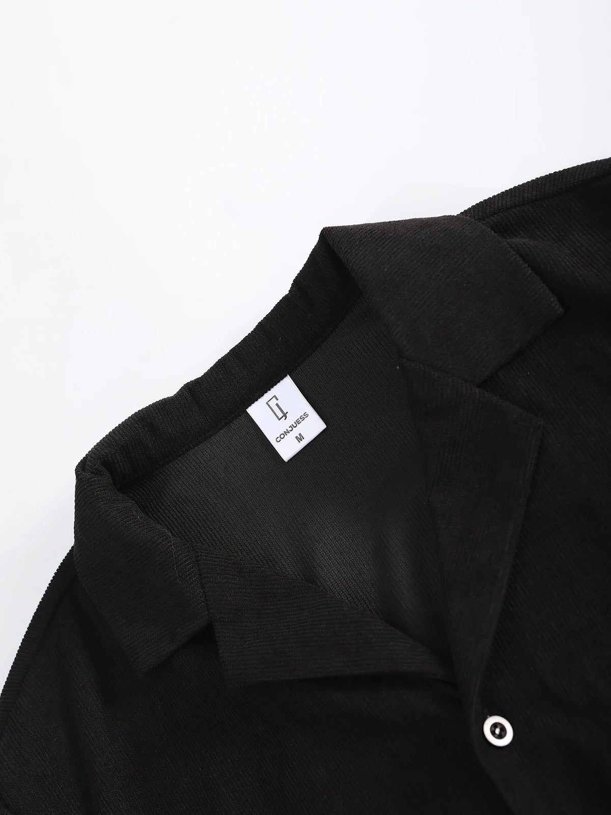 Men Matching Set "Textured Blazer Outfits, Black Lapel Jacket & Drawstring Pants Set"