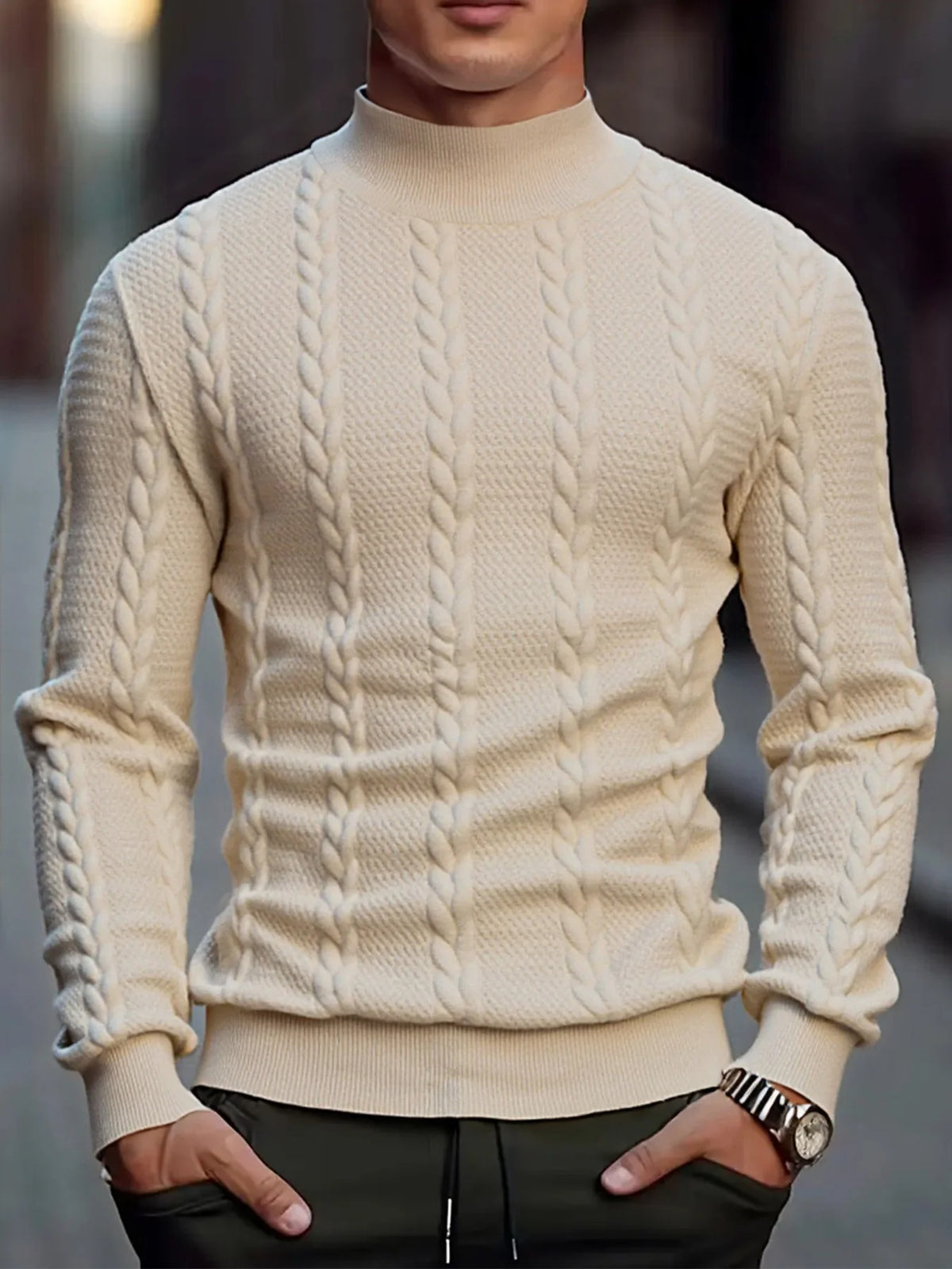 Men Sweater "Casual Vintage Twist Knitwear Sweater Tops Winter Solid Color Slim"