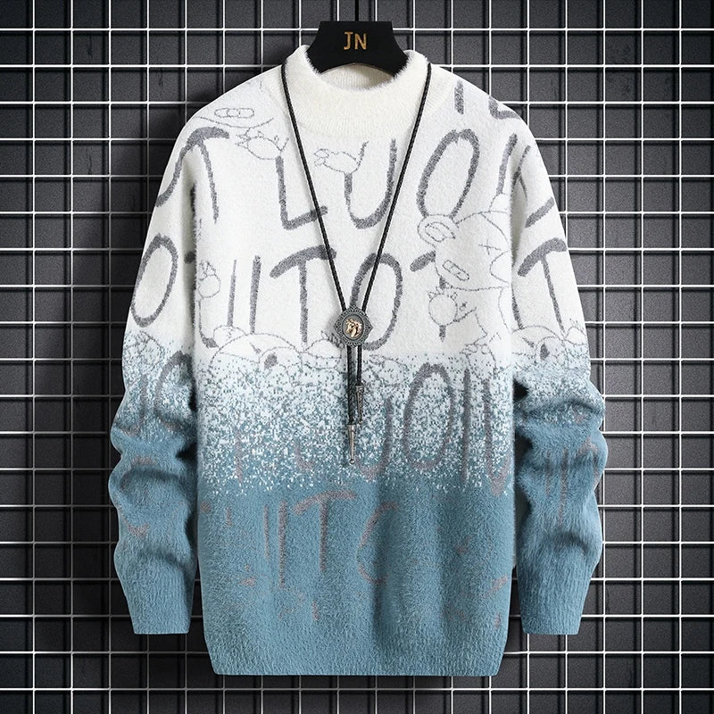 Men Sweater "Harajuku Sweater Men's Y2K Knitted Letter Printing Sweater"