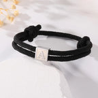 Men Jewelry & Accessory "Graduation Easter Basket Stuffer Gifts, Braided Rope Initial Bracelet for Men Boys, Stainless Steel A-Z Letter Charm Bracelets