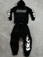 Men Matching Set "Baggy Tracksuit Star Flame Pattern Print Hoodie Pants Set Relaxed"