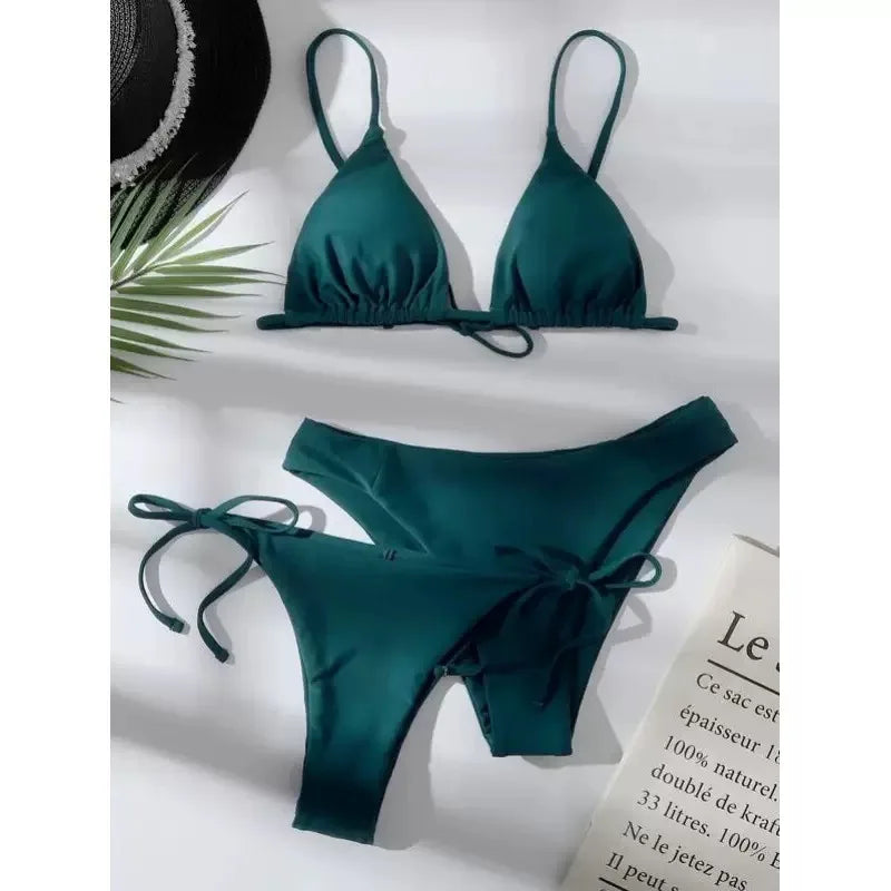 Women Bikini "3 Pieces Bikini Set Women Push Up Swimsuit with 2 Bottoms Low & Mid Waist Adjustable Straps"