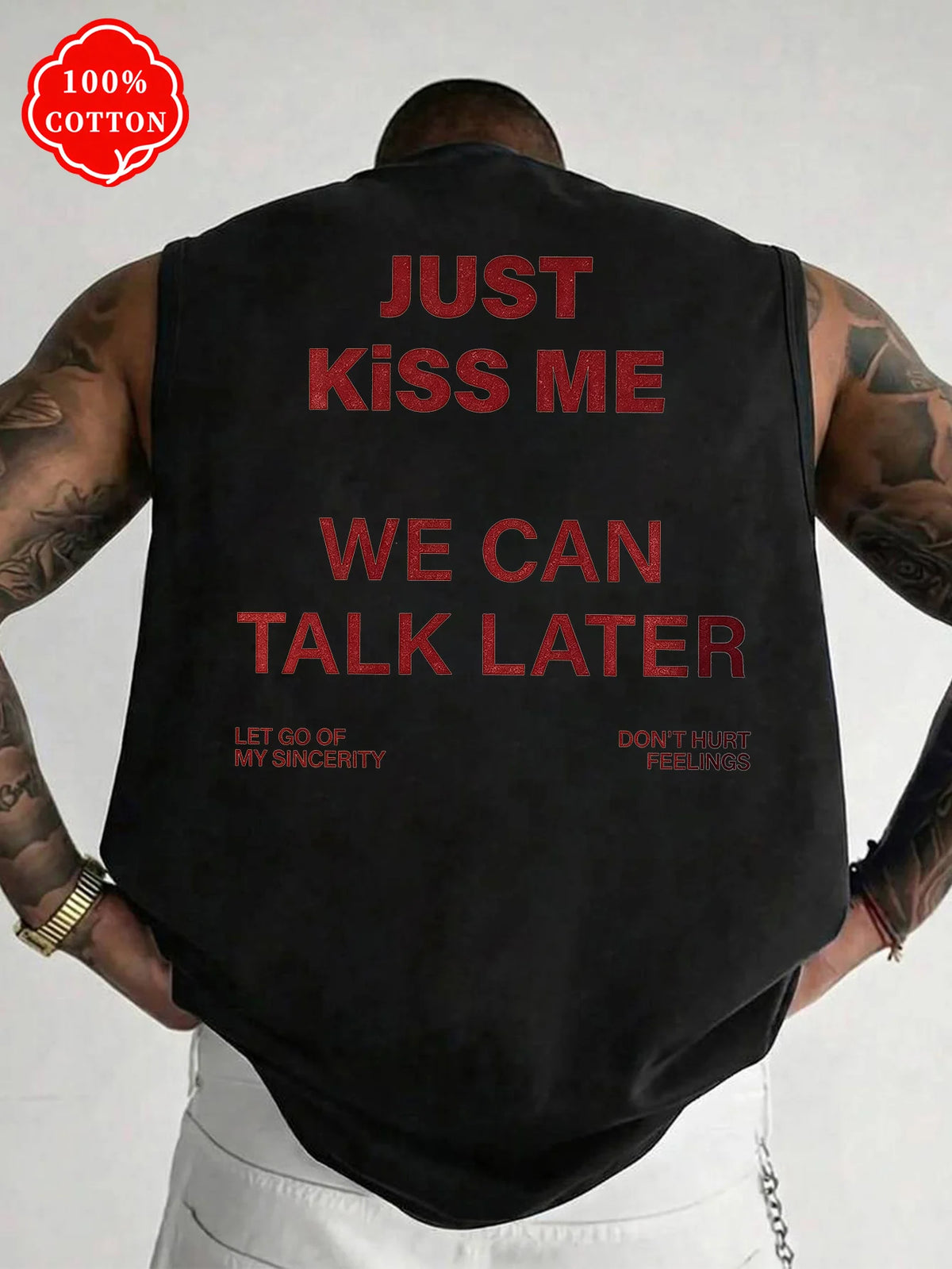 Men Tank Shirt "Just Kiss Me"