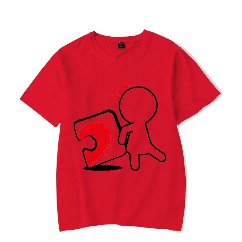 CartoongirlboyheartshapedpuzzleprintcoupleTshirt shortsleeved loose king queenTshirt fashionable trendcouplehirt women's T-shirt