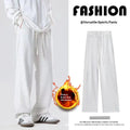 Women Casual Jogger Pants High Waist Elastic Cuff Sweatpants 2025 New American Style Loose Wide Leg Warm Fleece Lined Pants for
