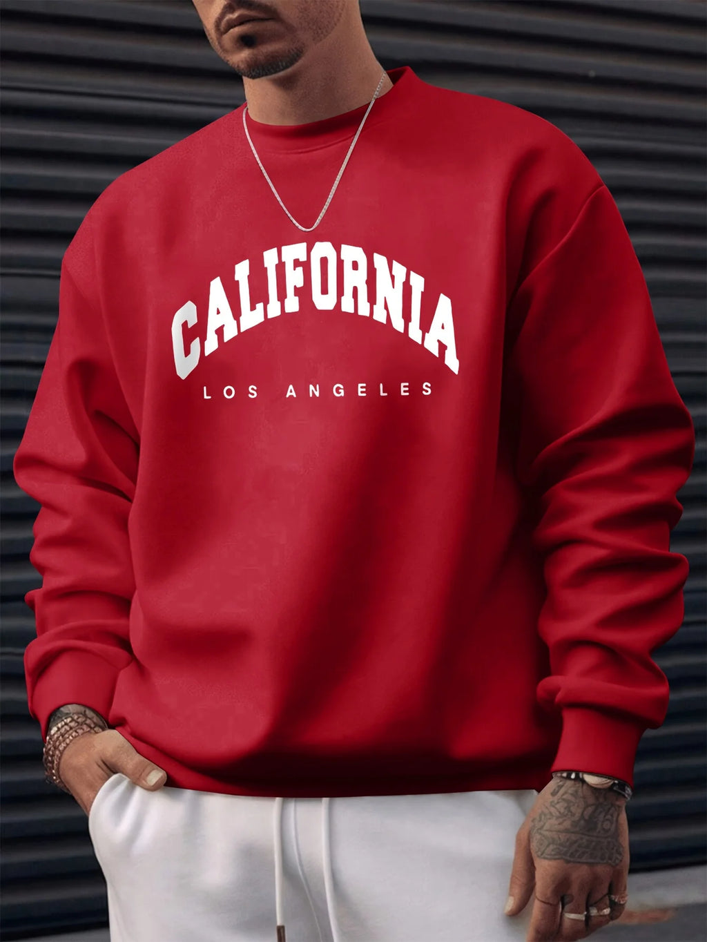 Men Hoodie Sweatshirt "CALIFORNIA LOS ANGELS White"