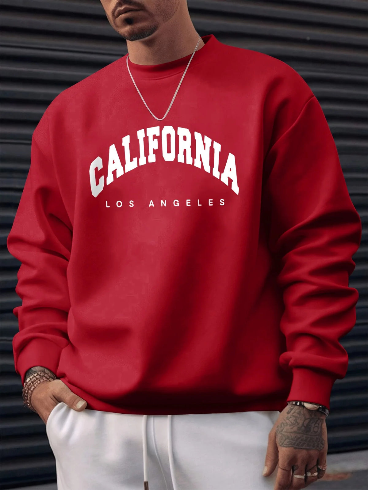 Men Hoodie Sweatshirt "CALIFORNIA LOS ANGELS White"