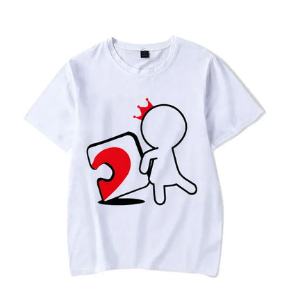 CartoongirlboyheartshapedpuzzleprintcoupleTshirt shortsleeved loose king queenTshirt fashionable trendcouplehirt women's T-shirt