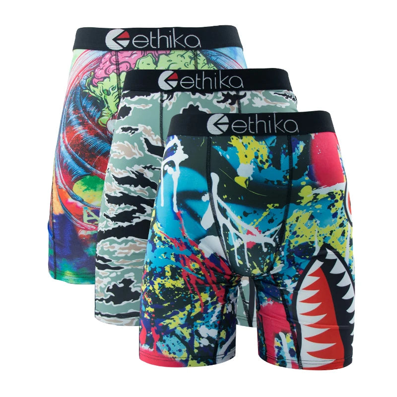 Men Long Underwear - ETHIKA Men Boxers Breathable / 3pcs