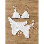 Women Bikini "3 Pieces Bikini Set Women Push Up Swimsuit with 2 Bottoms Low & Mid Waist Adjustable Straps"