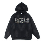 Men Hoodie Sweatshirt "SATOSHI NAKAMOTO Vintage With Wood"