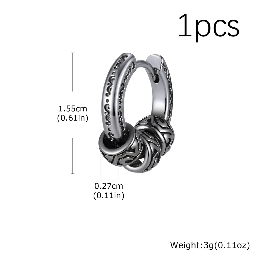Men Jewerly & Accessories "Vintage Totem Vine Pattern Hoop Earrings for Men, Hypoallergenic Metal Huggies Earrings"