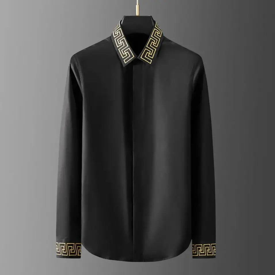 2025 New Summer Men's Long Sleeve Shirt Autumn Tide Brand Collar Cuff Embroidery Non-iron Fashion Personality High Quality Shirt
