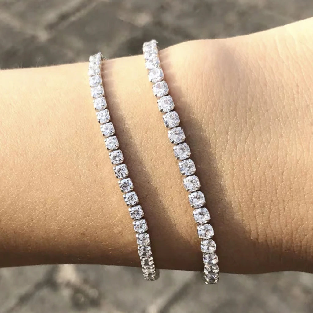 Unisex Jewelry & Accessory "Tennis Bracelet White Gold filled 3-5mm Round Simulated Diamond Bracelets"