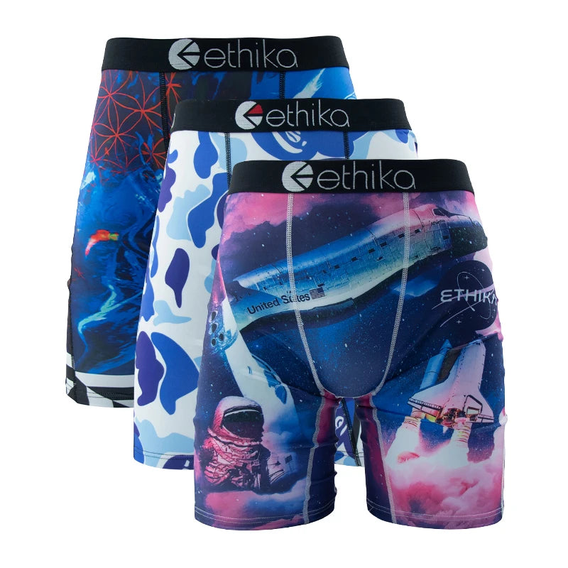 Men Long Underwear - ETHIKA Men Boxers Breathable / 3pcs