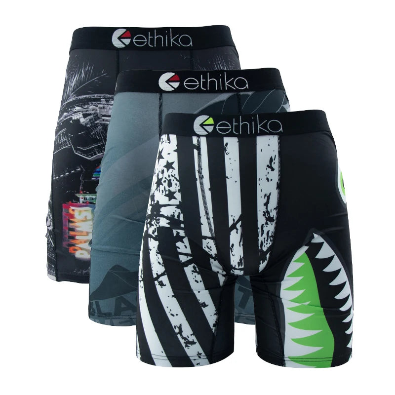 Men Long Underwear - ETHIKA Men Boxers Breathable / 3pcs