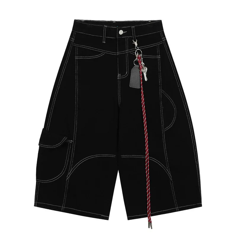 Men Short "Summer Denim Shorts Mens Streetwear Hip Hop Loose Wide Leg"