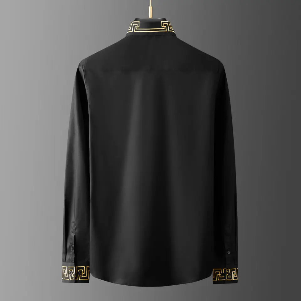 2025 New Summer Men's Long Sleeve Shirt Autumn Tide Brand Collar Cuff Embroidery Non-iron Fashion Personality High Quality Shirt