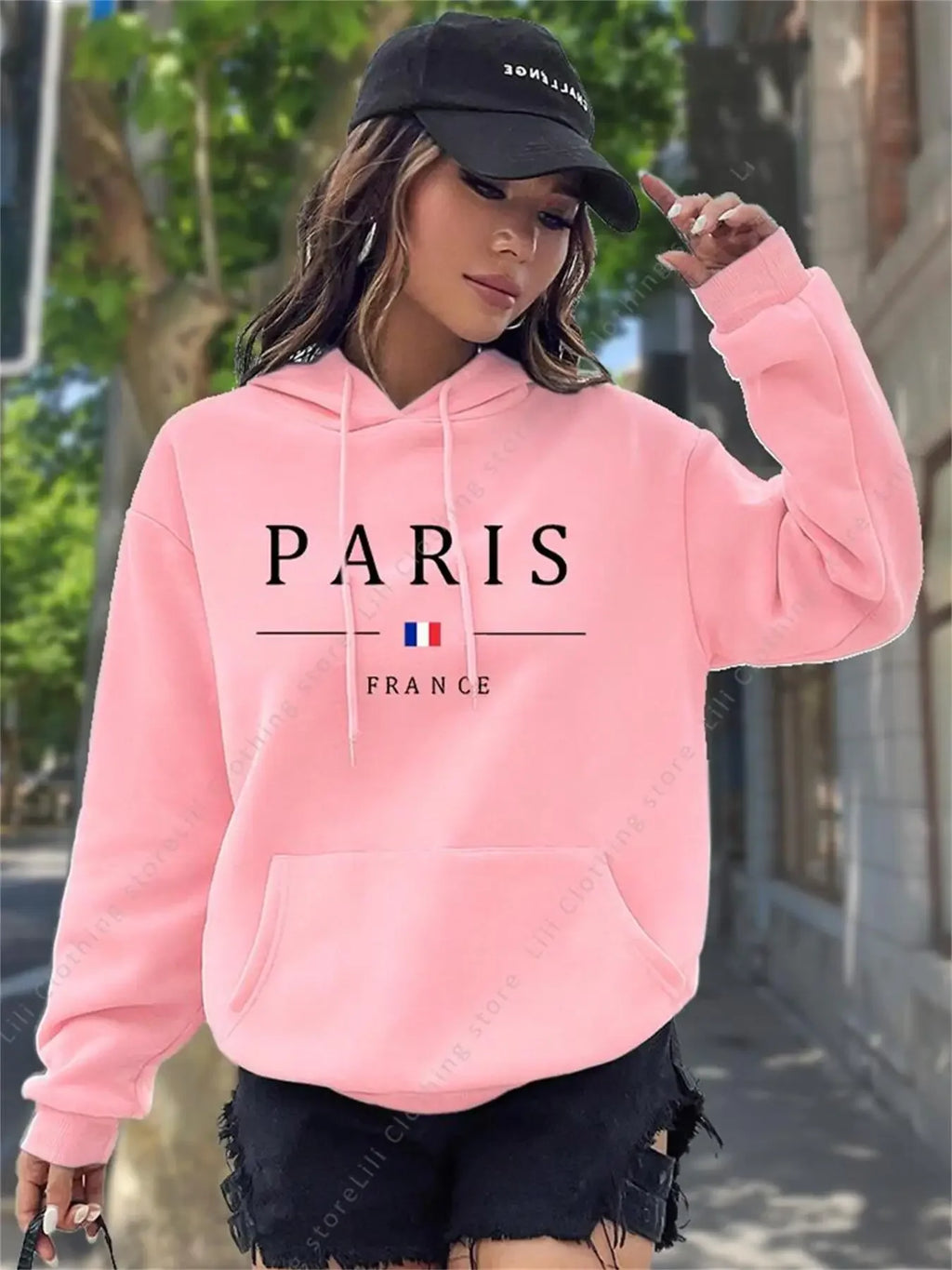 Women Sweaters & Hoodies "PARIS Graphic Letter Hoodies Women's Hooded Sweatshirt Pullover"